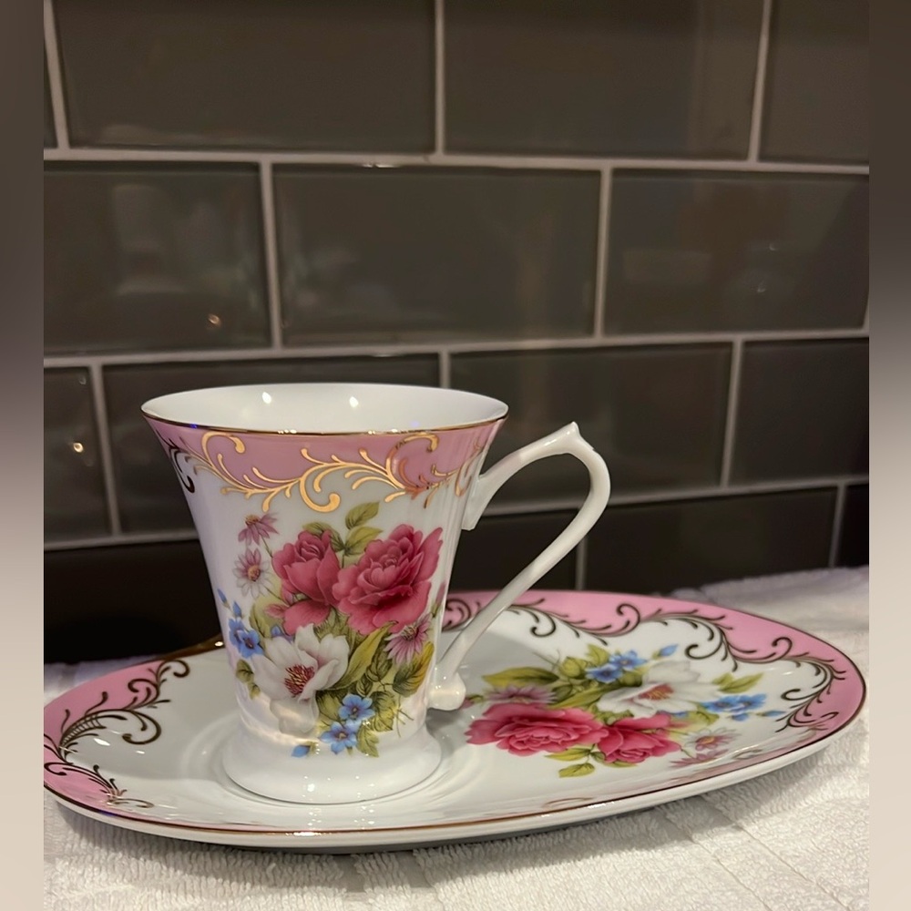 Vintage Sorelle In Box Tea Cup & Luncheon Biscuit Plate Fine Porcelain China